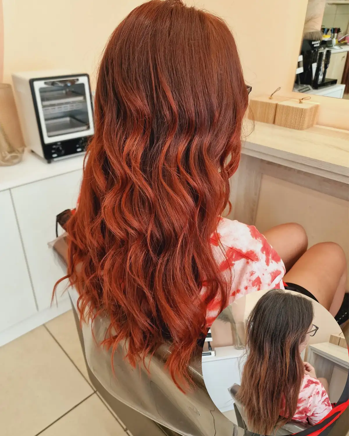 Αλλαγή χρώματος μαλλιών πριν και μετά στο X-25 Hair & Nails Studio