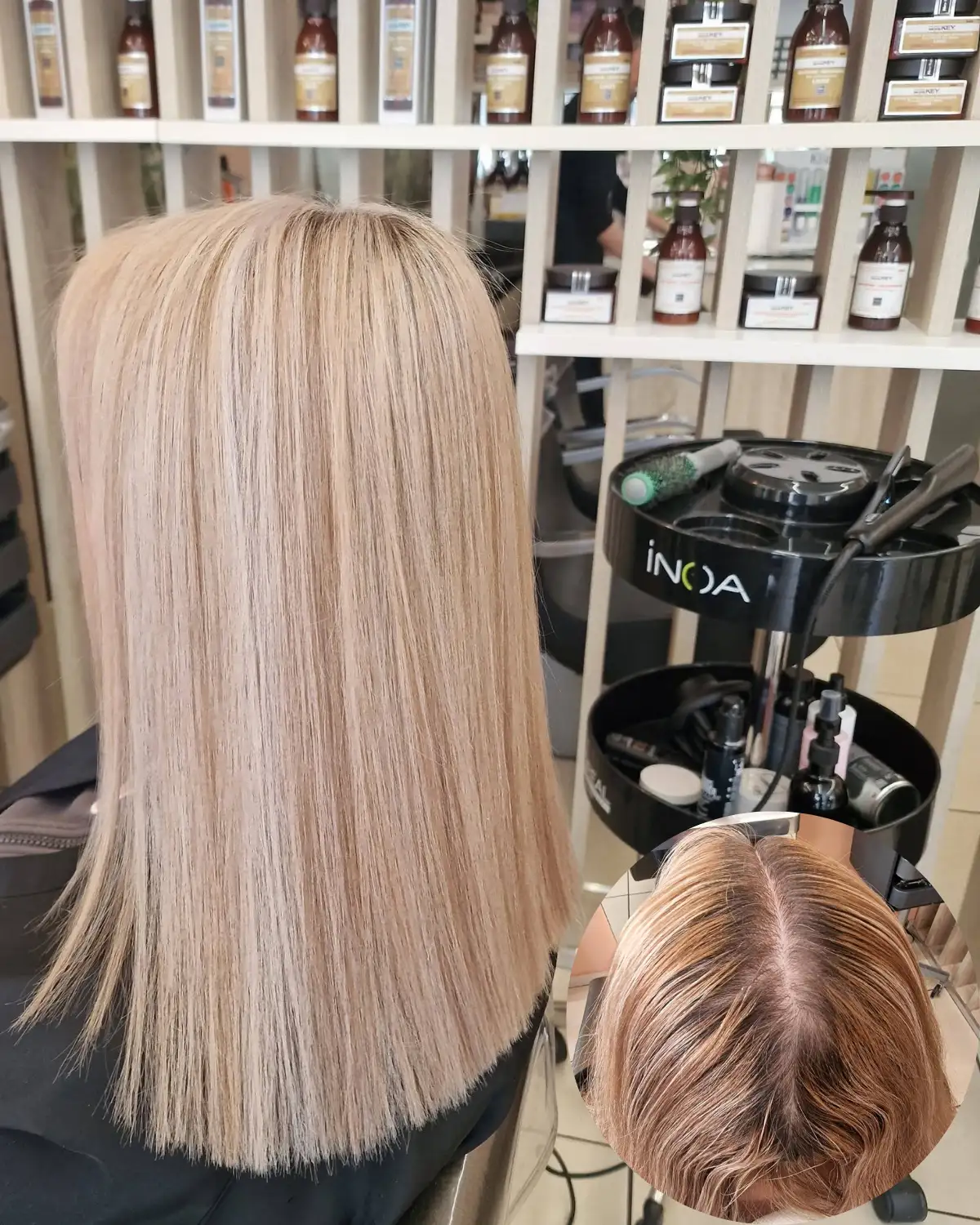 Ξανθές ανταύγειες μαλλιών στο X-25 Hair & Nails Studio